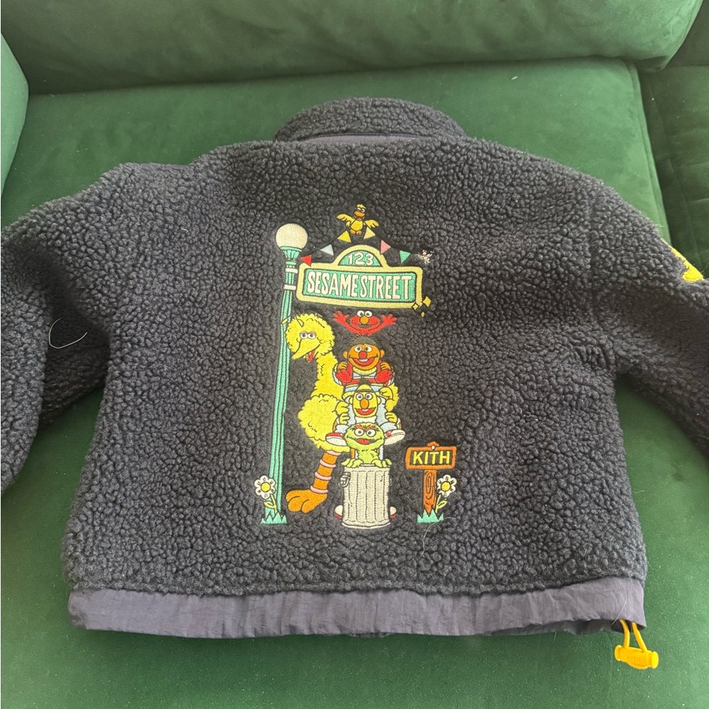 Kith Kids' Blue Sherpa Jacket with Sesame Street Embroidery